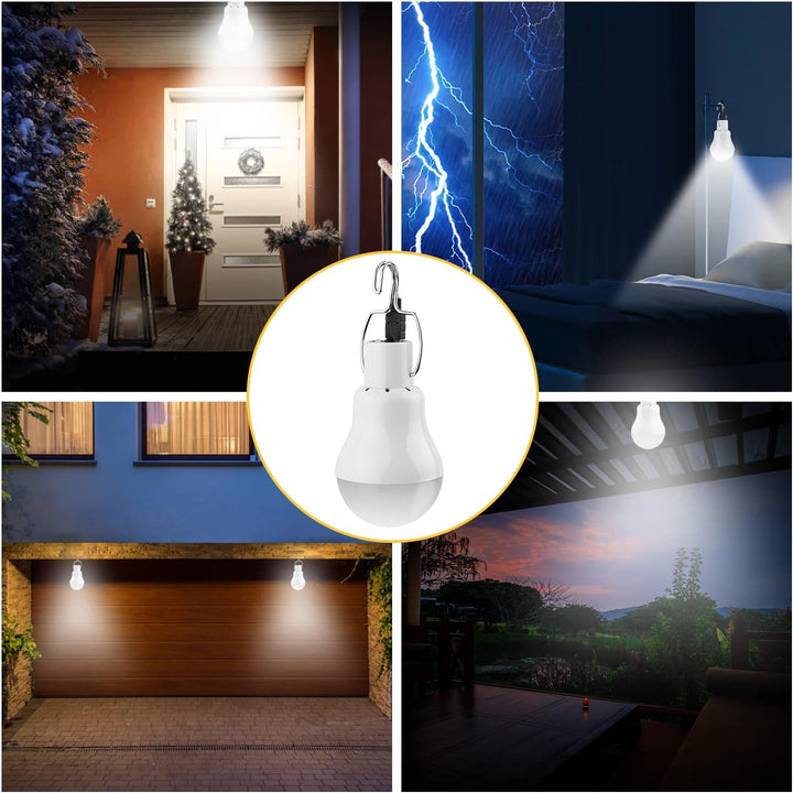 Beinhome Solarlampen für Aussen 130Lumen 800mAh mit Solarpanel,Portable Solar LED Glühbirne,3,5m USB