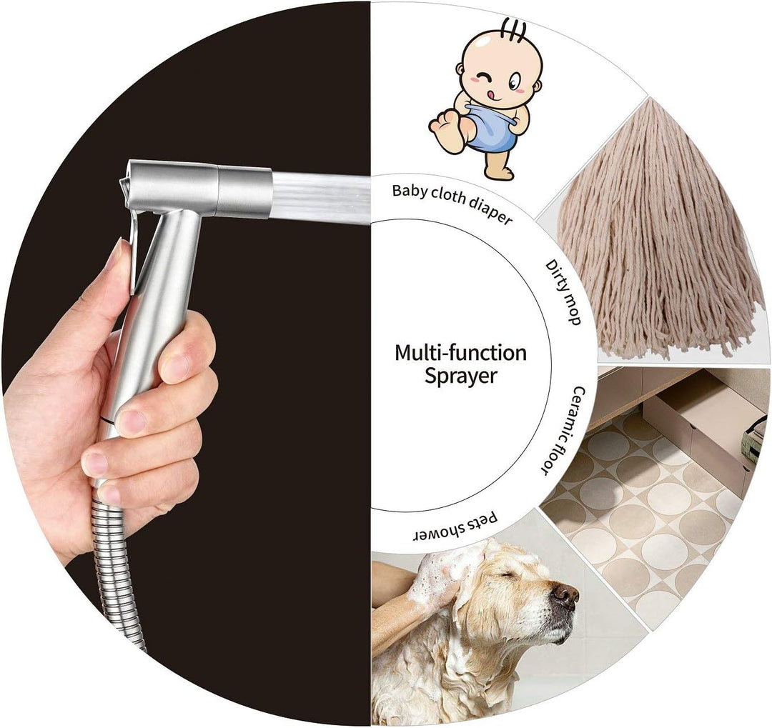 VENETIO Handbrause für Bidet mit auslaufsicherem Schlauch, WC oder Wandmontage, multifunktional für