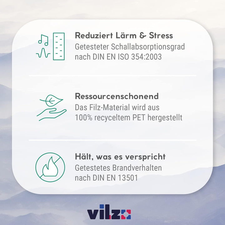 vilz 12 Stück Schallabsorber Panel Akustik aus recyceltem Filz - Akustikplatten Schalldämmung 250x25