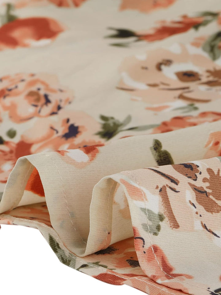 Allegra K Damen Röcke Röcke M Beige, Rosa, Blumenmuster, M Beige, Rosa, Blumenmuster