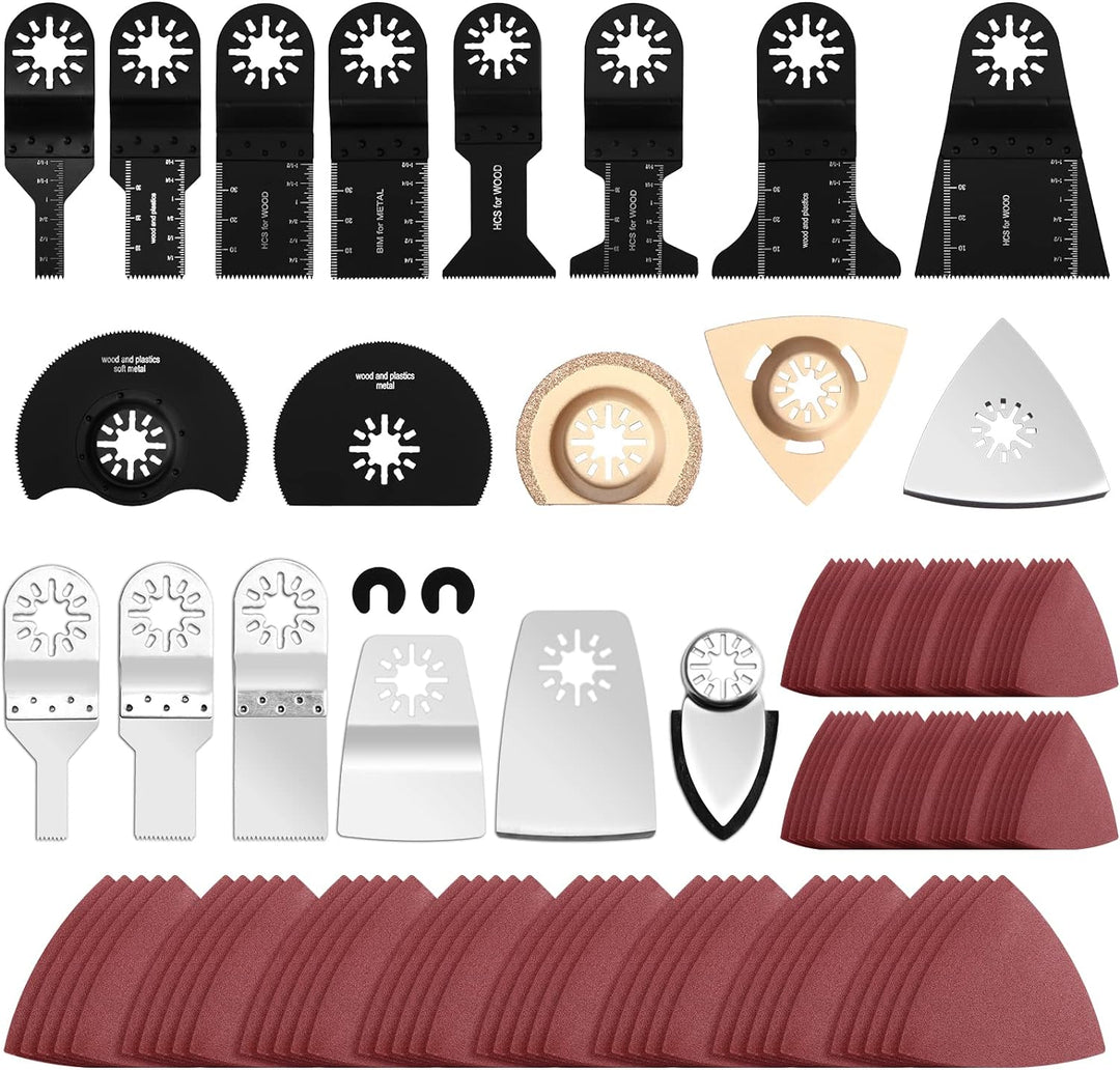 Jerbor 115 tlg Sägeblätter Kit, Multitool Werkzeug Oszillierendes Zubehör Set, Multifunktionswerkzeu