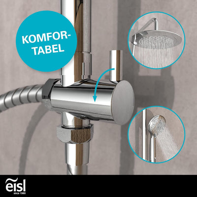 EISL DX12009 Duschset zum Kleben, Duschgarnitur mit Regendusche, Überkopfbrauseset ohne Bohren, Dusc