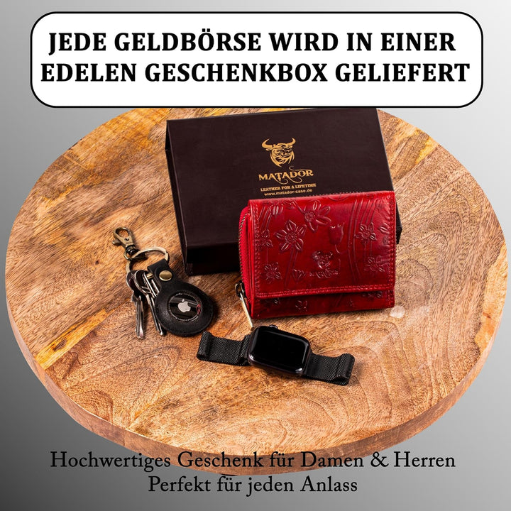 MATADOR Kleine ECHT Leder Geldbörse CHIQUITO Damen Portemonnaie Klein Frauen Geldbeutel TüV Geprüfte