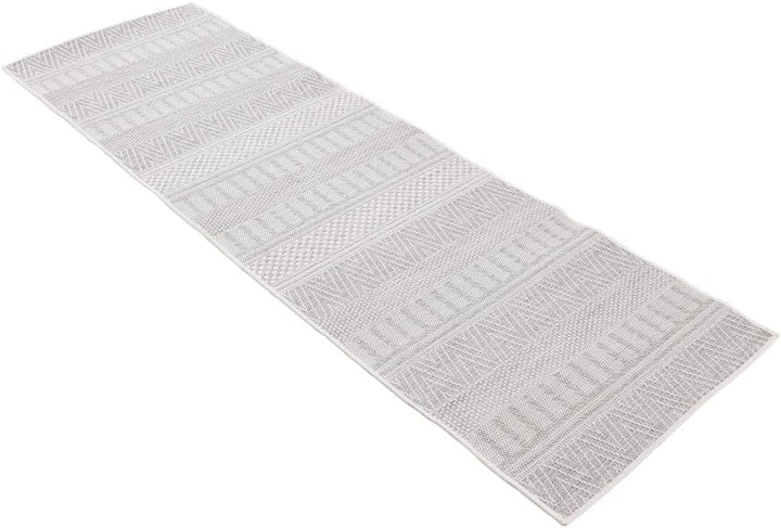 carpetfine In- und Outdoor Teppich Boho Läufer Beige Flachgewebeteppich 75x200 cm | Moderner Teppich