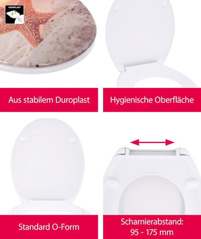 'aquaSu® Basic, WC-Sitz mit Motiv, Duroplast Toilettendeckel mit Absenkautomatik, Belastbar bis 200