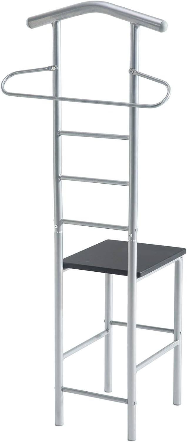 CARO-Möbel Herrendiener 2er-Set JIVO Kleiderständer Garderobenständer, Metall alufarben und MDF in s