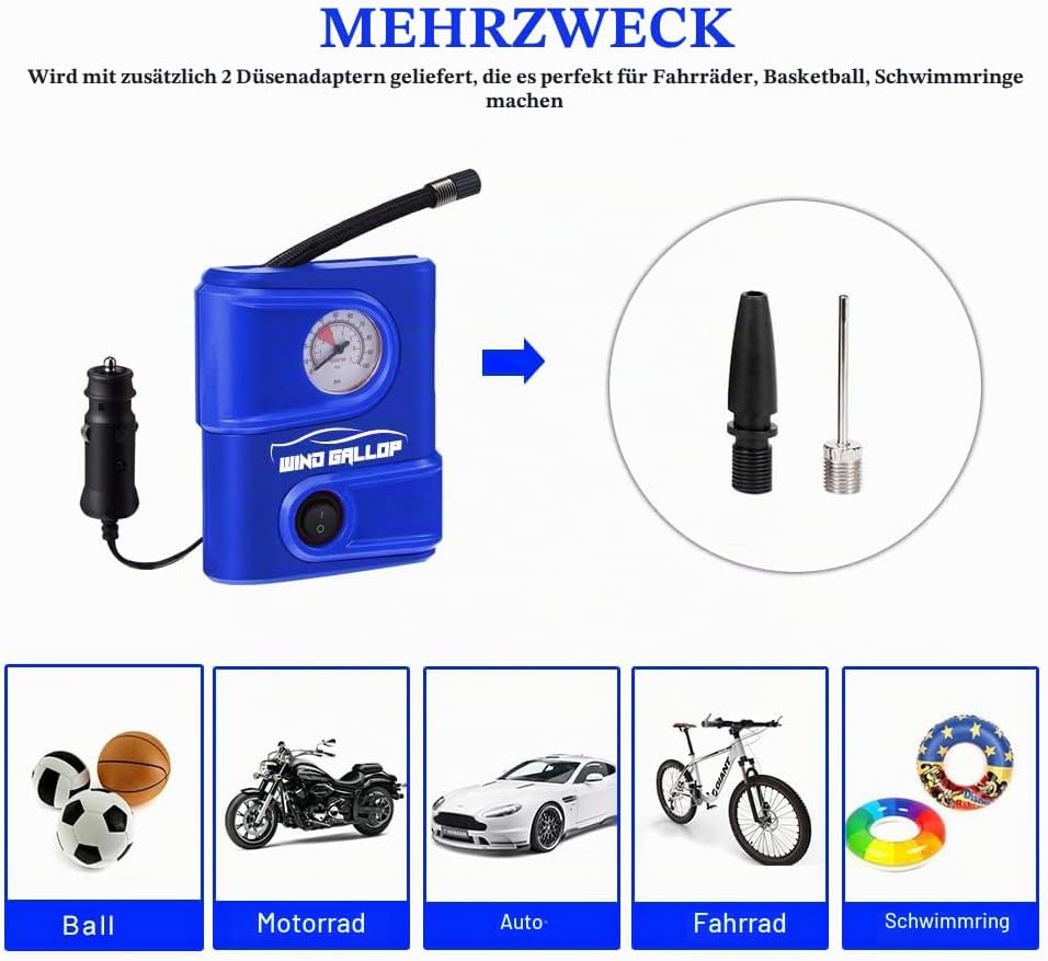 WindGallop Auto Kompressor 12V Luftpumpe Reifen Pumpe für Kleiner tragbarer Luftkompressor Reifenfül