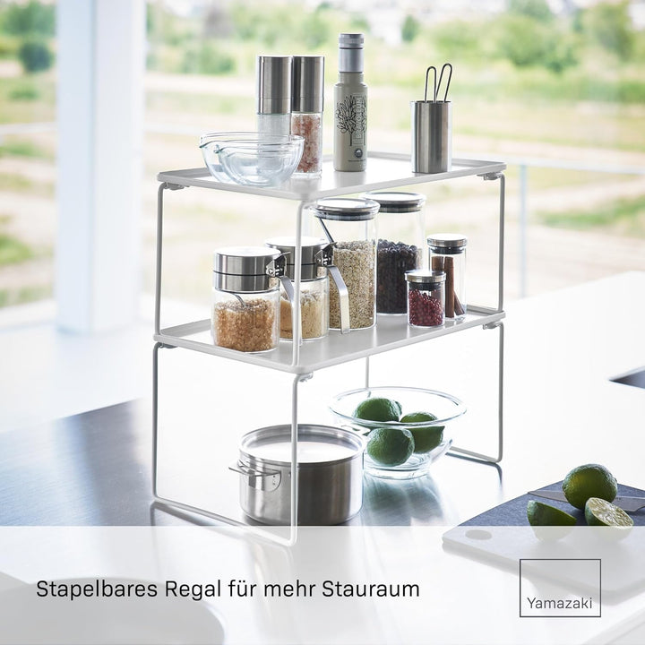 Yamazaki 1367 Tower Stapelbares Klappregal M, weiss, Stahl, minimalistisch, 24 x 40,9 x 19 cm (L x B
