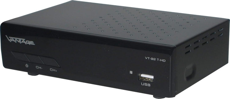 Vantage VT-92 T-HD Receiver (DVB T2, HEVC, Display, USB, HDMI, SCART, Mediaplayer) schwarz Single, S