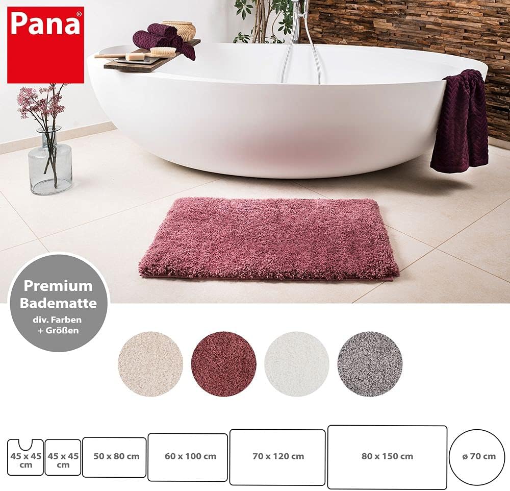 PANA Vienna Premium Badematte • Hochfloor Badvorleger • Duschvorleger • WC-Teppich • rutschfest • sa