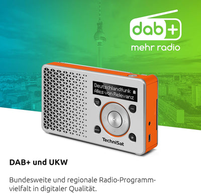 TechniSat DIGITRADIO 1 – tragbares DAB+ Radio mit Akku (DAB, UKW, FM, Lautsprecher, Kopfhörer-Anschl