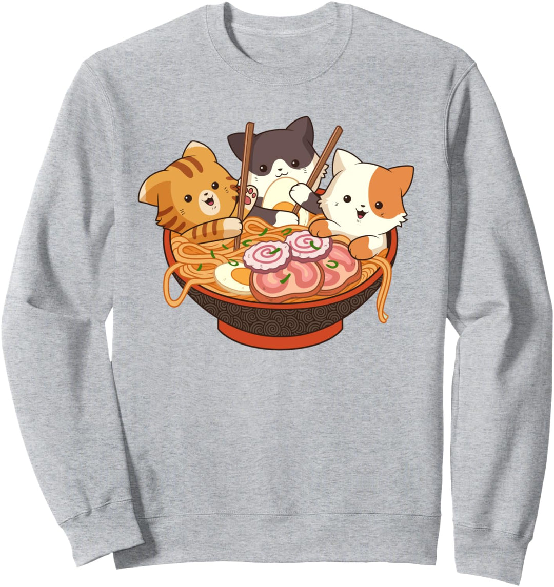 Kawaii Süsse Anime-Katzen Otaku Japanische Ramen-Nudeln Sweatshirt