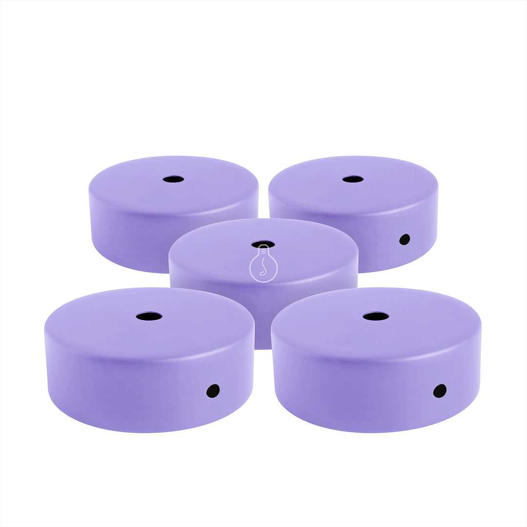 AMARCORDS - 5 Baldachin rosetten aus Metall, Farbe LAVENDEL, Lampengehäuse komplett mit Kabelklemmen
