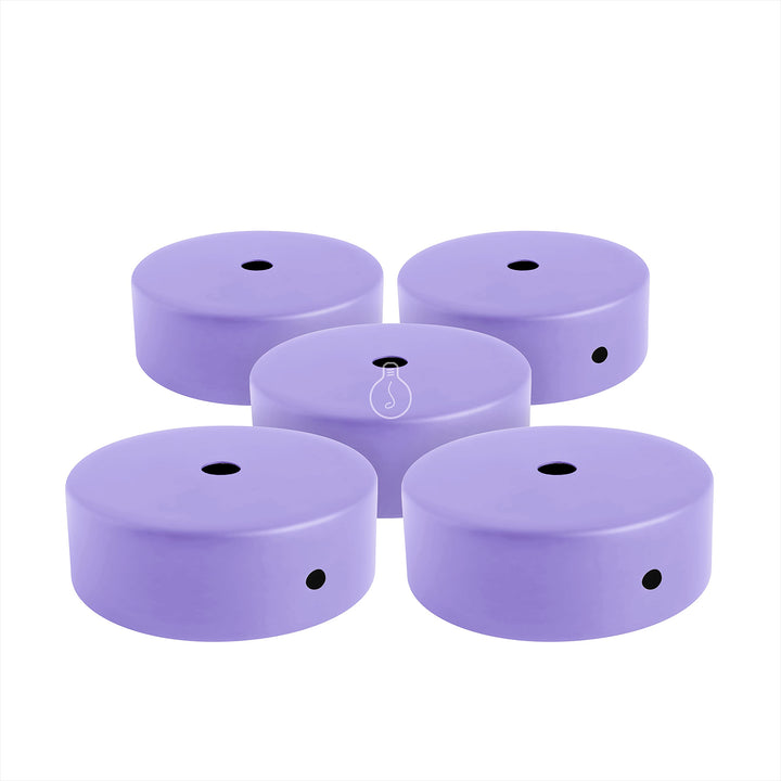 AMARCORDS - 5 Baldachin rosetten aus Metall, Farbe LAVENDEL, Lampengehäuse komplett mit Kabelklemmen