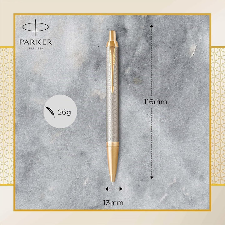 Parker IM Kugelschreiber | Premium Warm Silver | Mittlere Spitze | Blau | Geschenkbox Kugelschreiber