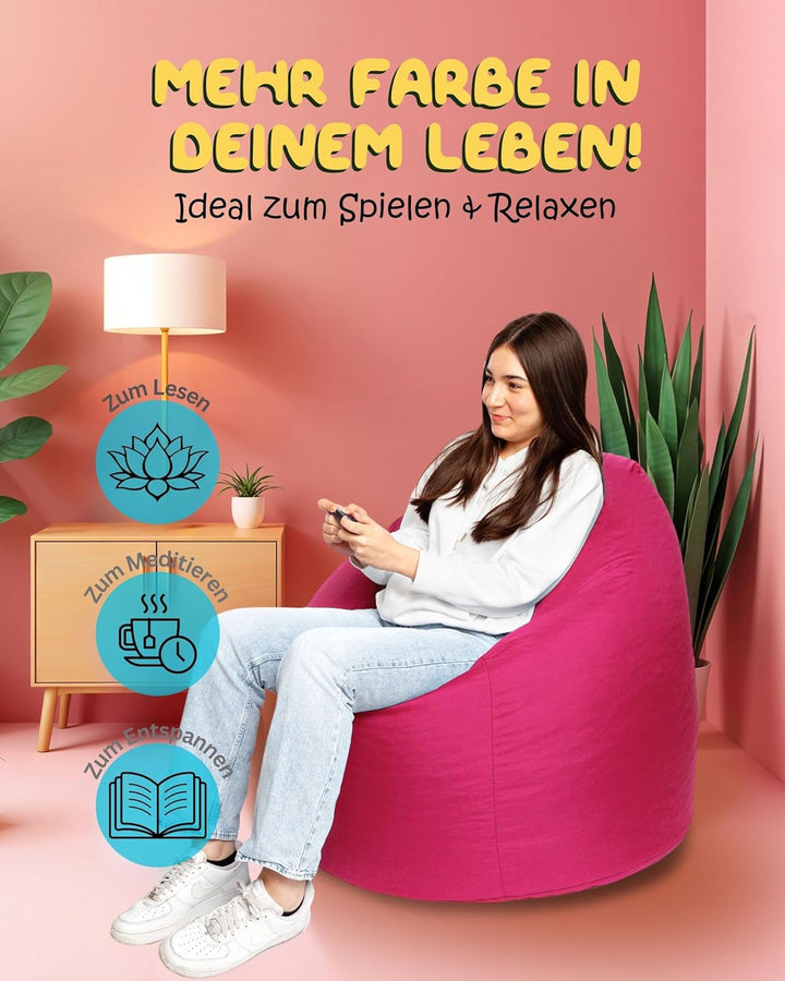 PATCH HOME Patchhome Sitzsack Tropfenform mit Reissverschluss Nachfüllbar - für In &amp; Outdoor - mit S