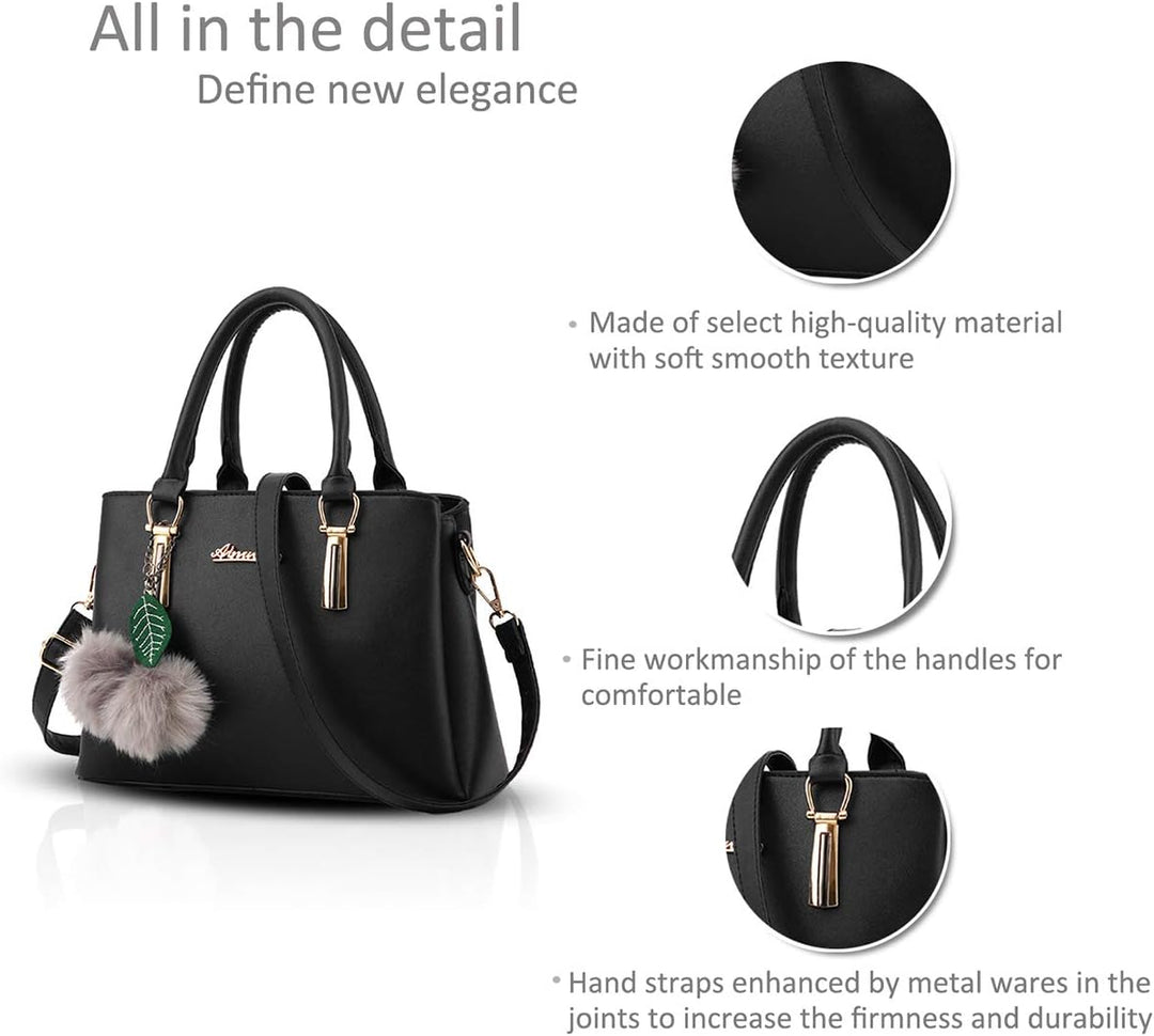 Nicole&Doris Neue PU-Leder beiläufige Art und Weise Handtasche Schultertasche Messenger Bag Schwarz,