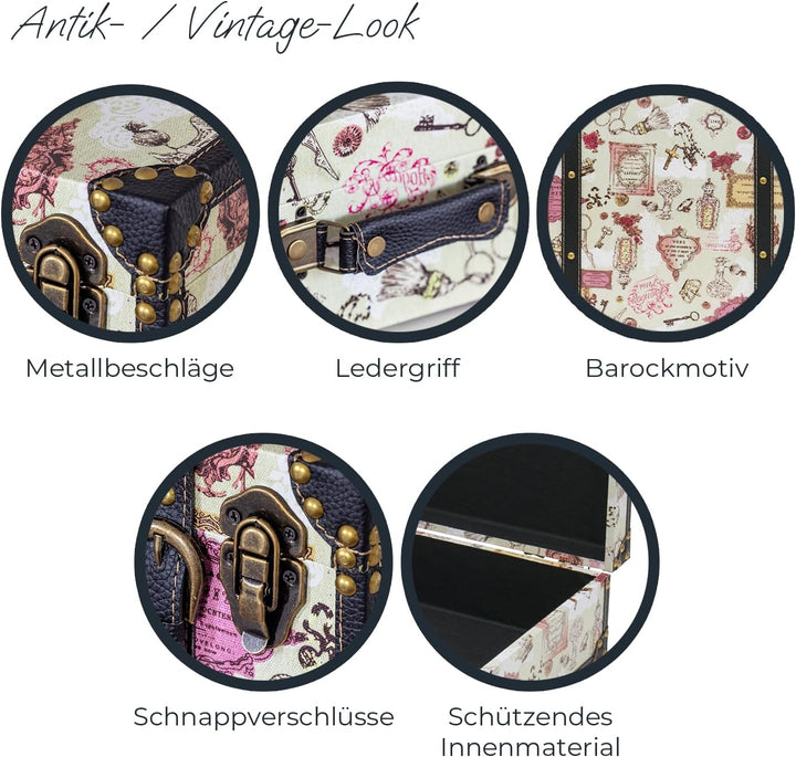 HMF VKO105 Vintage Koffer aus Holz | 2er Set | Versch. Grössen | Deko Barock 2er Set Barock, 2er Set