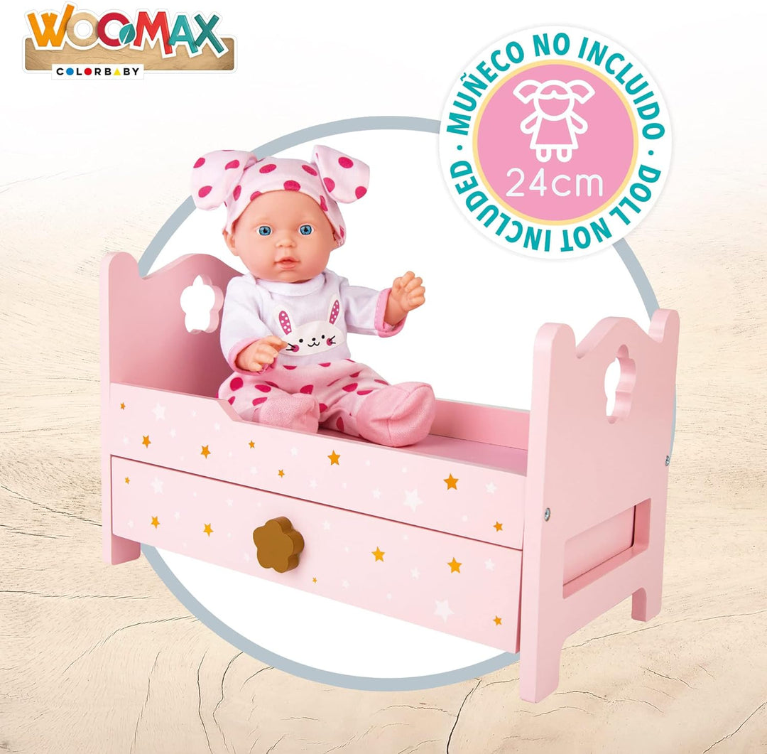 ColorBaby WOOMAX 49363 Puppenbett aus Holz + 3 A, bett