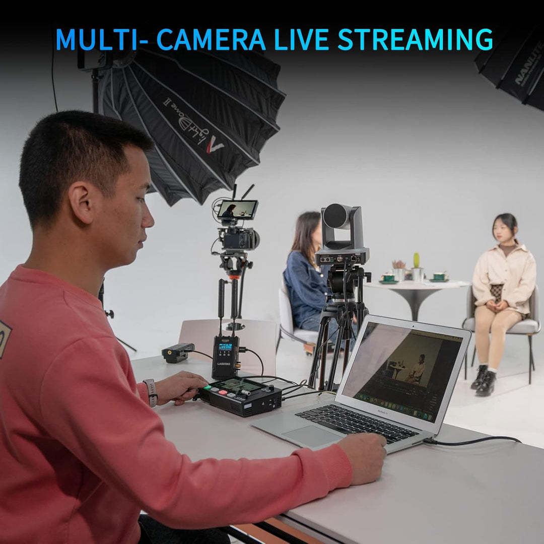 FEELWORLD L2 Plus Multi-Kamera-Video-Mixer-Umschalter 5,5" LCD-Touchscreen 4 x HDMI-Eingänge PTZ-Ste