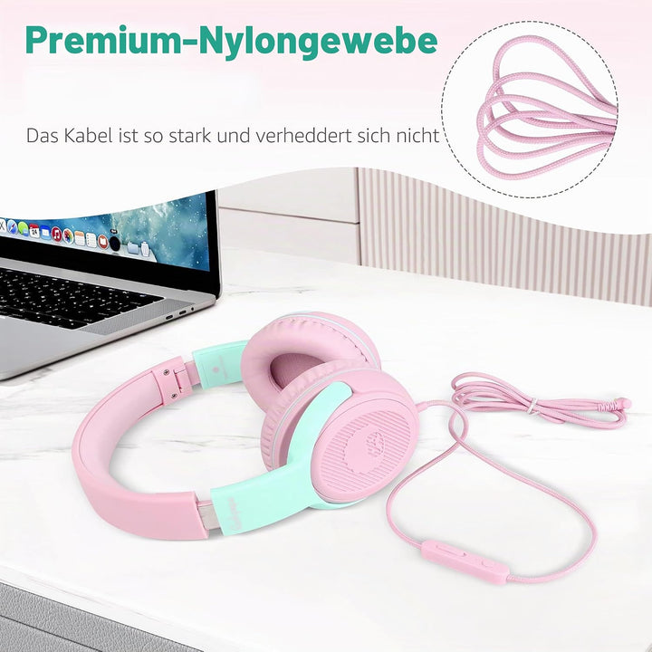 RockPapa Share 2 Pack Kinder Kopfhörer, 85dB/94dB Lautstärkebegrenzung Mit Mikrofon, Sharing-Funktio