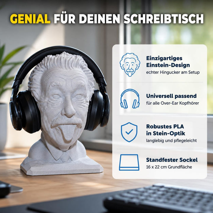 Generisch Albert Einstein Kopfhörerhalter, Brillenhalter, Kopfhörer Ständer, Statue, Schreibtisch De