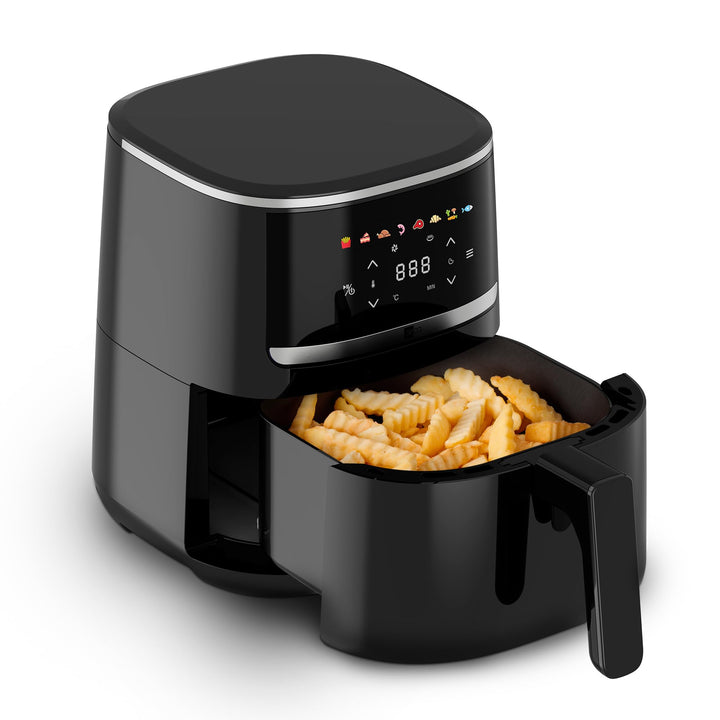 aeco COMPACT AirFryer 4,3 Liter, Heissluftfritteuse mit digitalem Touch-Display, 1500 Watt, 80°-200°