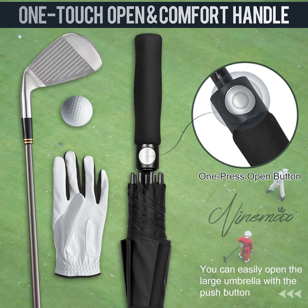 NINEMAX Golf Regenschirm Gross Sturmfest XL/XXL, Grosser Regenschirm Sturmfest Stabil, Golfschirm Gr