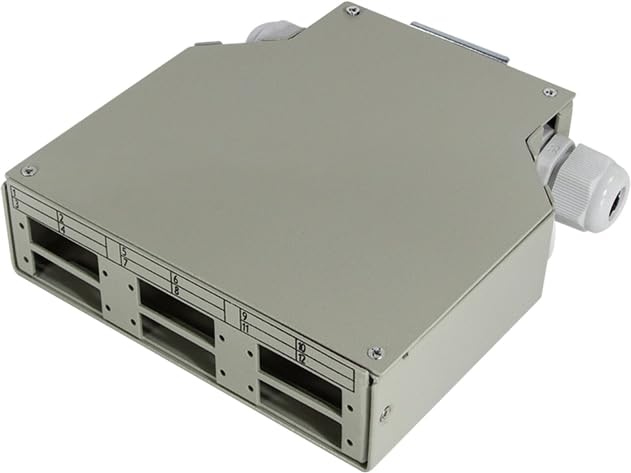 Logilink LWL-Hutschienen-Spleissbox FB5000, LC- oder SC-Kupplungen, Lichtgrau, Stahl, Inklusive Sple