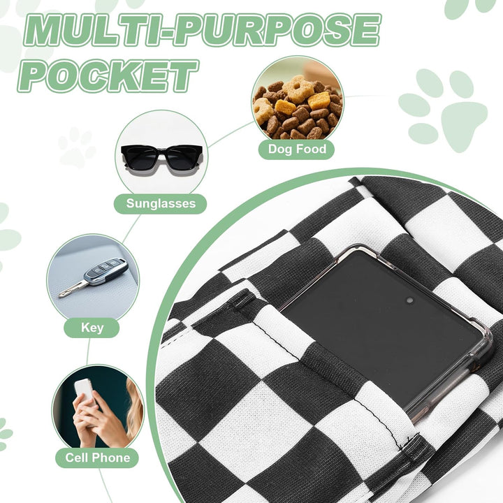 QUARKZMAN Hundetrage Atmungsaktive Textur Mit Tasche Schwarz Weiss Karo | 1 Stück, Für Kleine Hunde