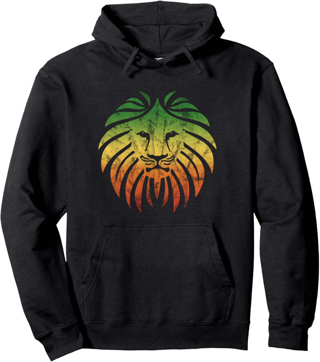 Reggae Löwe Musik Fahne Farben Rasta Roots Vintage Grunge Pullover Hoodie