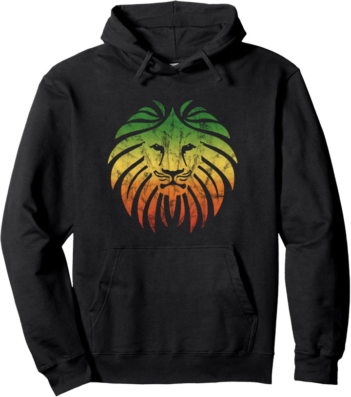 Reggae Löwe Musik Fahne Farben Rasta Roots Vintage Grunge Pullover Hoodie