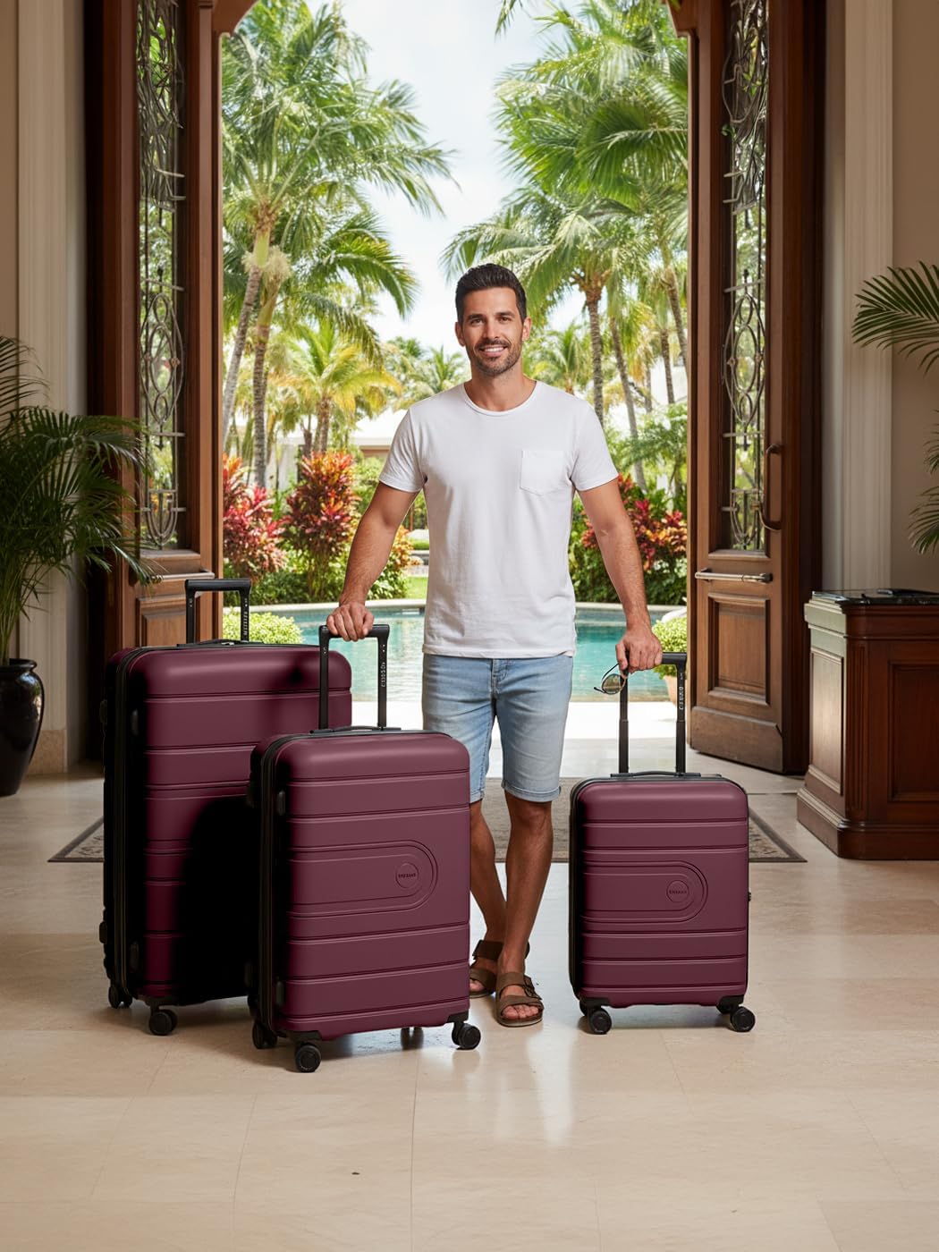 REDOLZ Hartschalen Koffer-Set 3-teilig | alle Koffer 6 cm Dehnfalte | aus hochwertigem, leichtem Pol