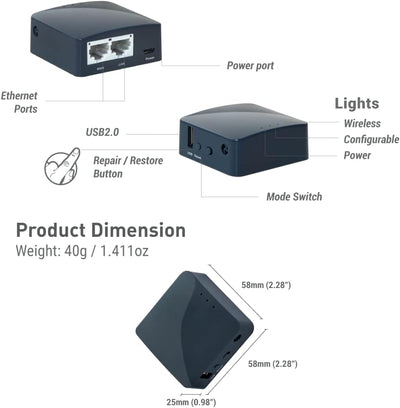 GL.iNet GL-AR300M16 Mini Router, Wi-Fi Converter, OpenWrt Pre-Installed, Repeater Bridge, 300Mbps Hi