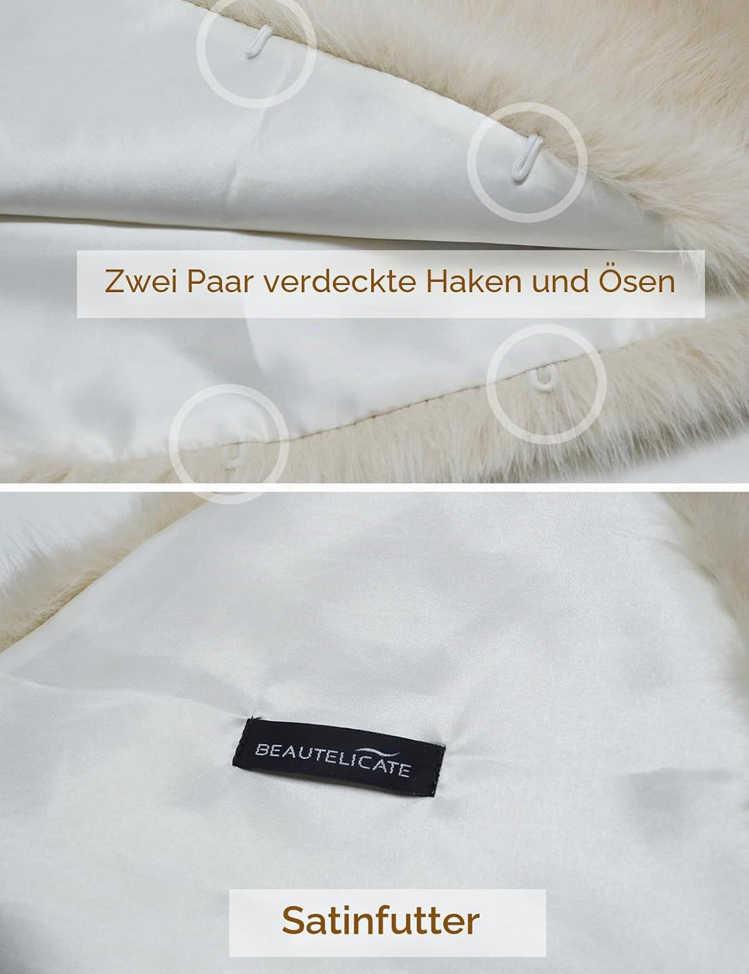 BEAUTELICATE Damen Kunstpelz Stola Schal Warp Brautjacke Kunstfell Brautschal Brautstola für Braut A