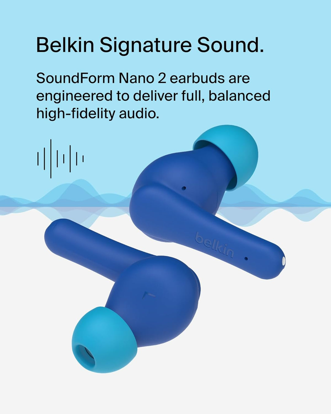 Belkin SoundForm Nano 2 Bluetooth In-Ear Kinderkopfhörer mit integriertem Mikrofon, 28 Std. Akkulauf