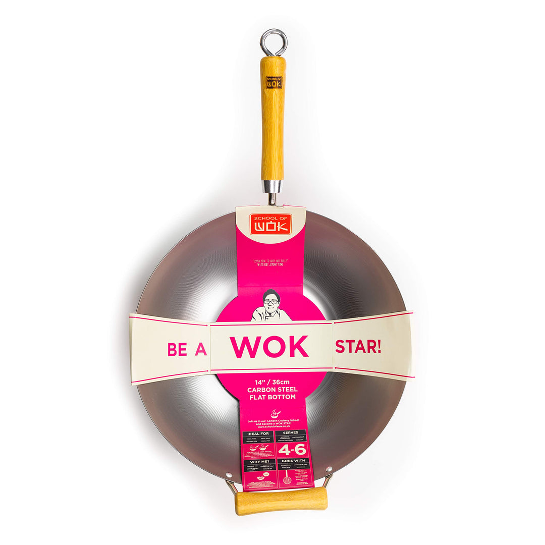 School of Wok "Wok Star Carbon Stahl Wok, Silber, 35,6 cm Einzelbett, Einzelbett