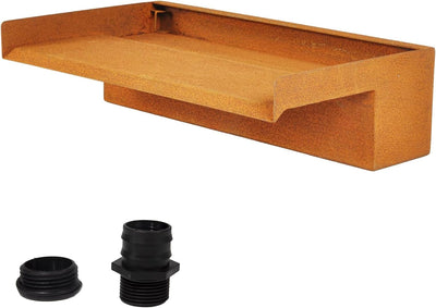 EANG.W Cortenstahl Wasserfall,Wasserspeier mit Breiter Fliessender Plattform,für Gartenteich,Terrass