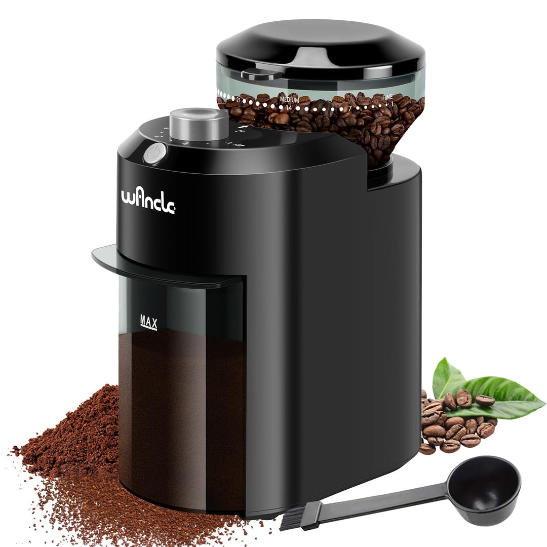 Wancle Elektrische Kaffeemühle - Einstellbarer scheibenmahlwerk kaffeemühle für Kaffeebohnen mit 28