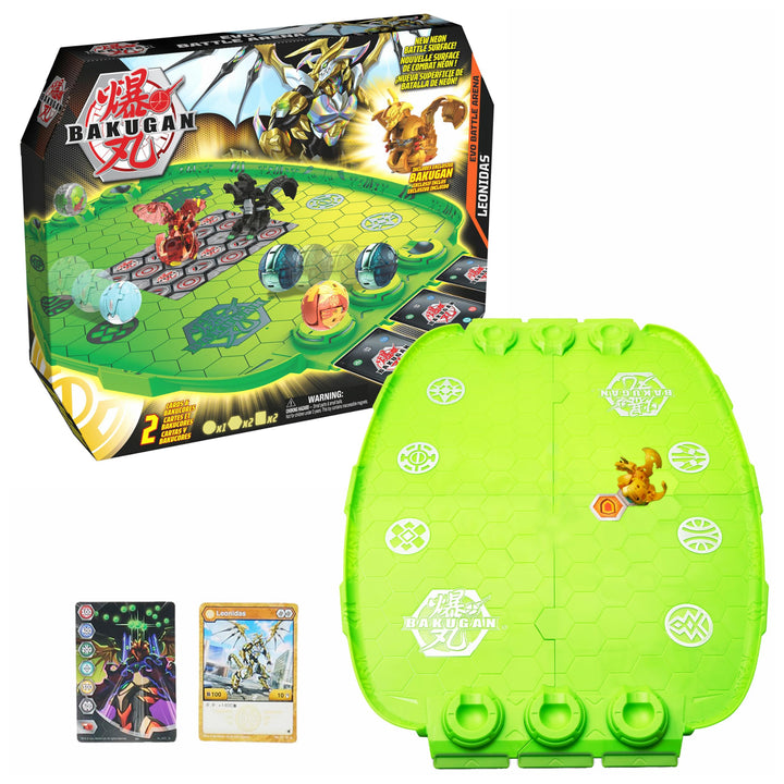 BAKUGAN Evo Battle Arena, zerlegbares Spielfeld in neongrün mit exklusivem Aurelus Leonidas