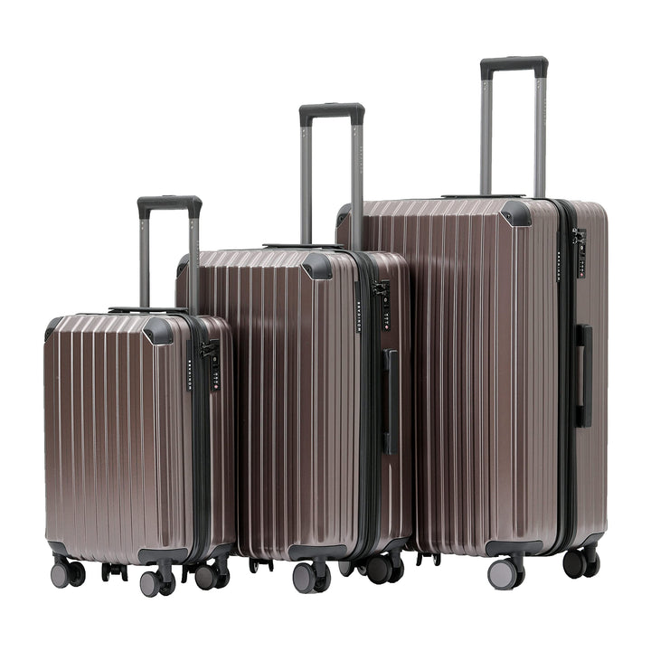 Münicase TSA-Schloss Koffer Reisekoffer Trolley Kofferset (Coffee, 3tlg. Kofferset)