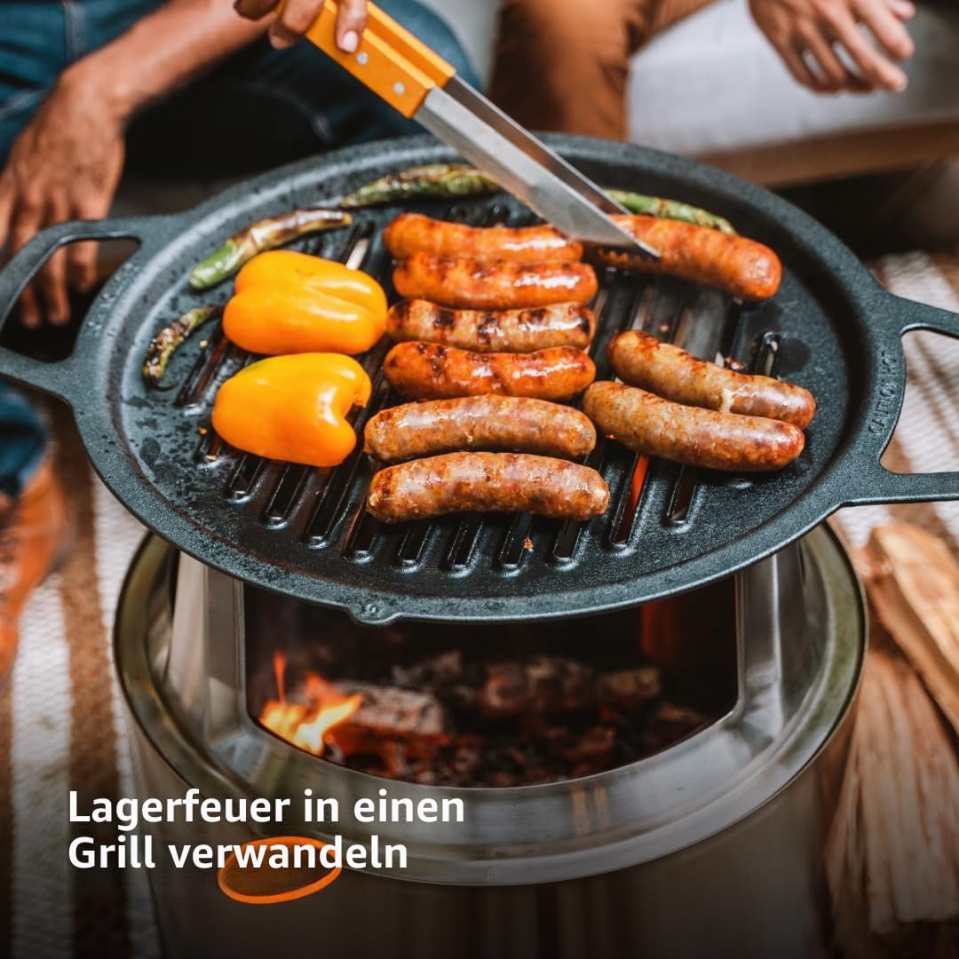 Solo Stove Bonfire Grillrost mit Aufsatz, Gusseisen-Grillrost mit Edelstahlaufsatz - Erhöhung von 20