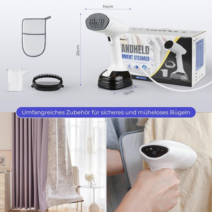 Steamer & Dampfglätter 1800W, Tragbarer Dampfbügler mit 3 Dampfstufen & 400ml Wassertank, Kompakter