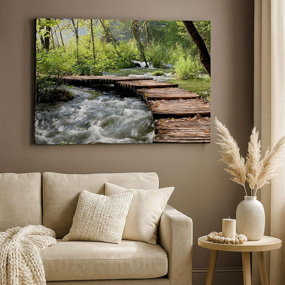 ARTTOR Bilder auf Leinwand 100x70cm Leinwandbild Park natur grün bäume Gross Wanddeko Bild Schlafzim