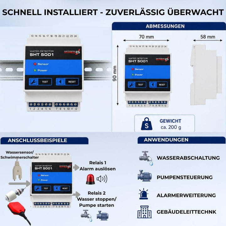 Schabus Wassermelder Hutschiene SHT 5001, Grau