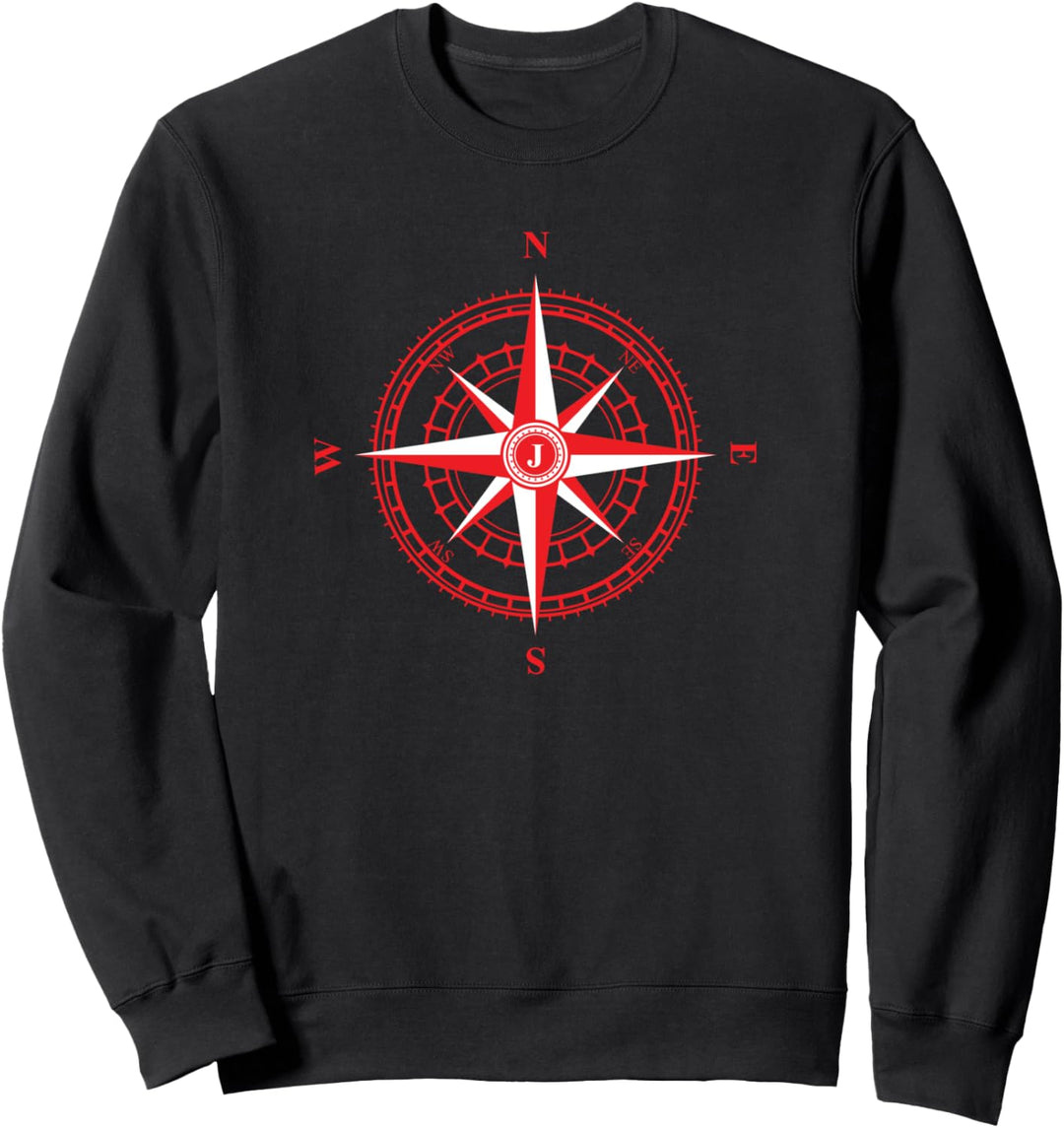 Rote Kompassrose Nautisches Segler Sweatshirt