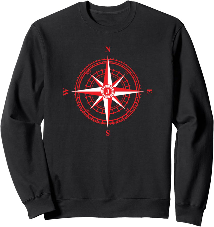 Rote Kompassrose Nautisches Segler Sweatshirt