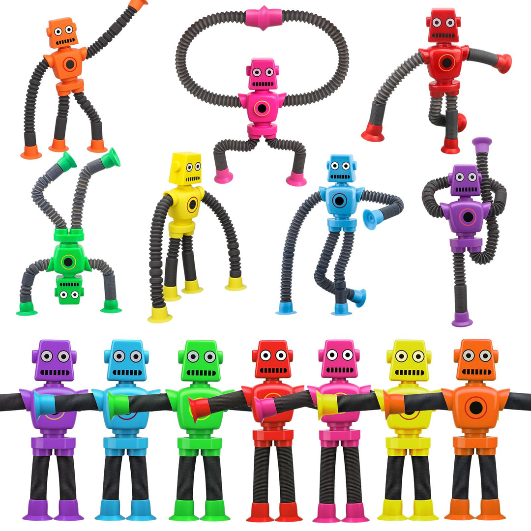 14 PCS Roboter Rohre Saug Fidget Spielzeug, sensorisches Badespielzeug für Kid Baby Kleinkind, teles