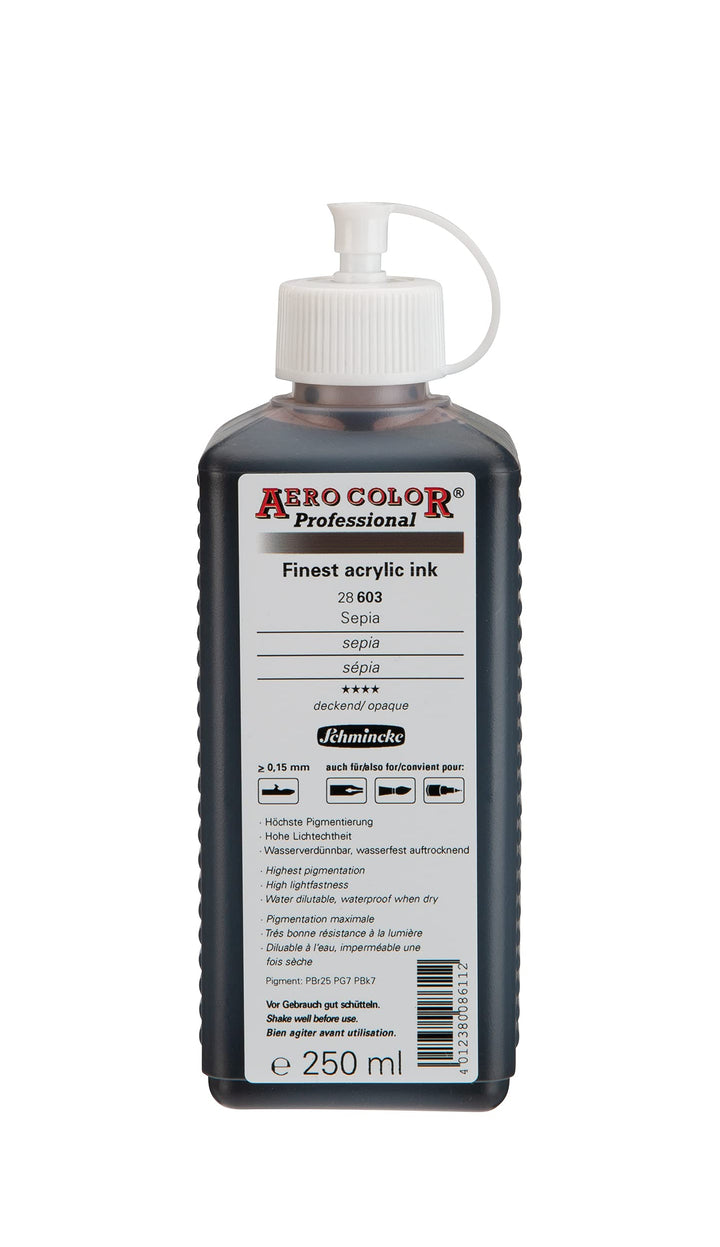 Schmincke - AERO COLOR Professional, Sepia 250 ml, 28603027, feinst-flüssige, farbstarke Acrylfarbe