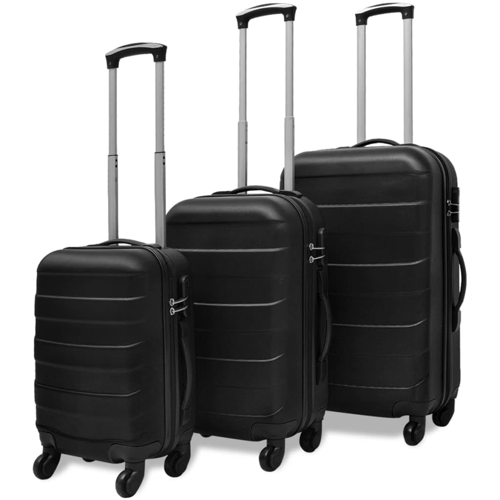 vidaXL 3X Reisekoffer Schwarz Trolley Kofferset Hartschalenkoffer Reise Koffer 45,5 x 30 x 20 cm Sch